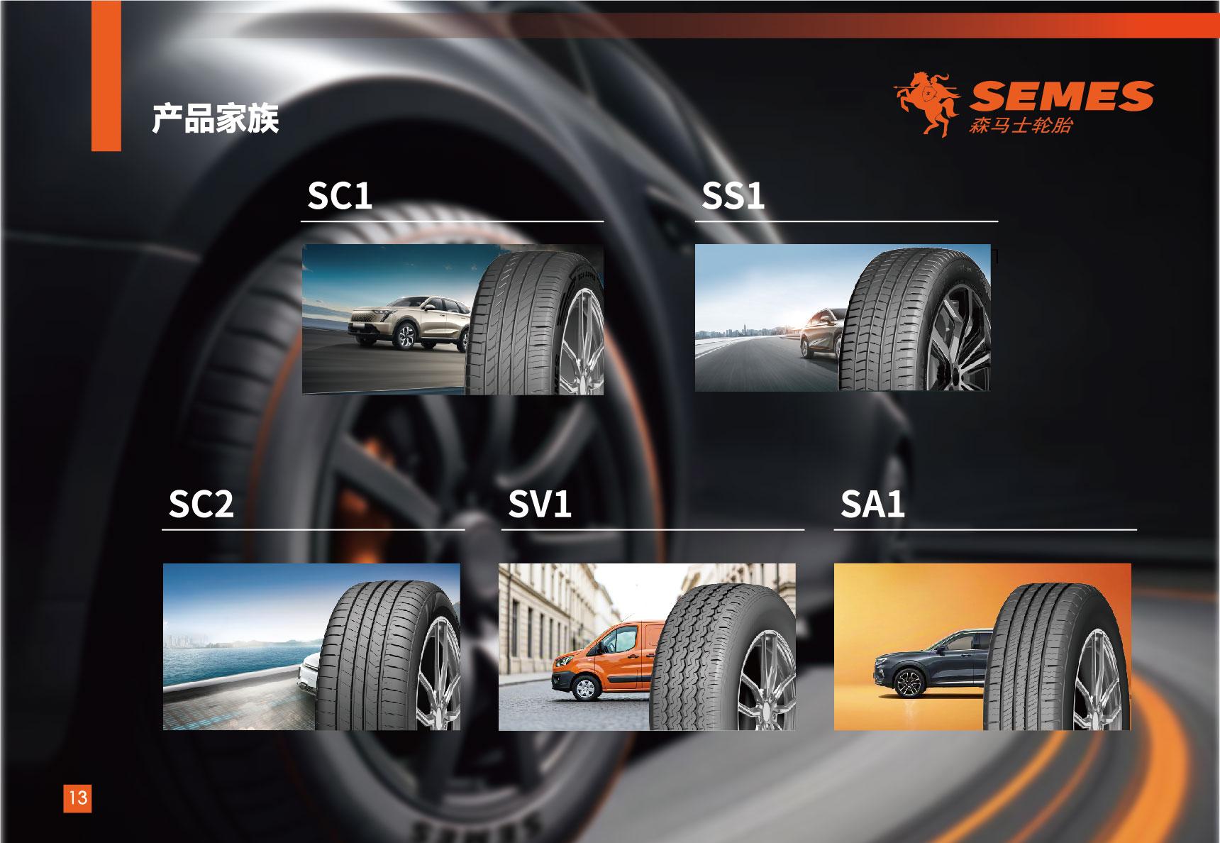 SEMES SC1, SS1, SC2, SV1 and SA1 passenger-car, SUV and van tire families